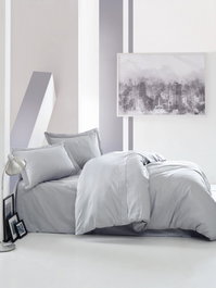 L'essentiel linge de maison Juego de funda de edredón de satén Gris, Doble